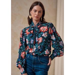 Hunter Bell Floral Blouse in Black and Red
